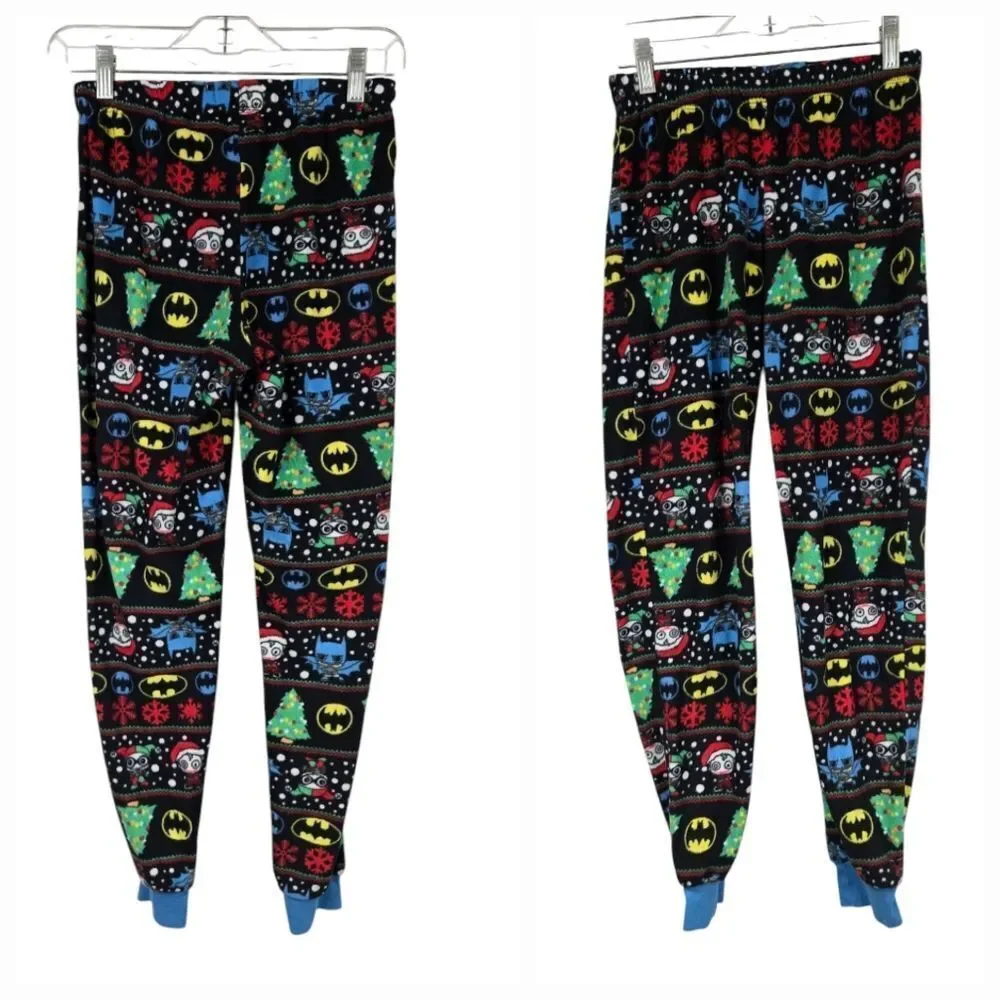 DC Comics Batman Joker Harley Quinn Christmas Fleece Pajama Pants Women XS Pjs
